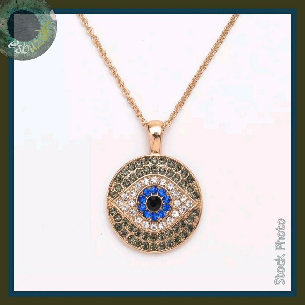 Sparkling Crystal Evil Eye Pendant Necklace